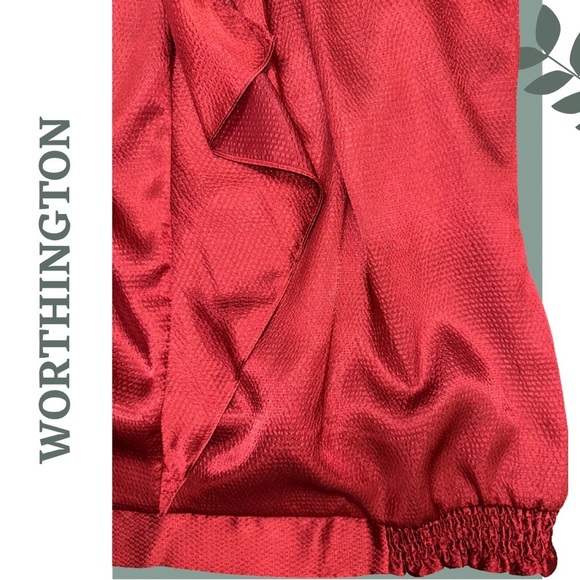 🛍️3/$40 Worthington Red Jacquard Sleeveless Blouse with Elastic Waist Size 2X - Picture 4 of 6